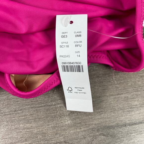 J.Crew Magenta Orchid Ruched V Neck One Piece Swimsuit Sz.14 NWT - Picture 8 of 11